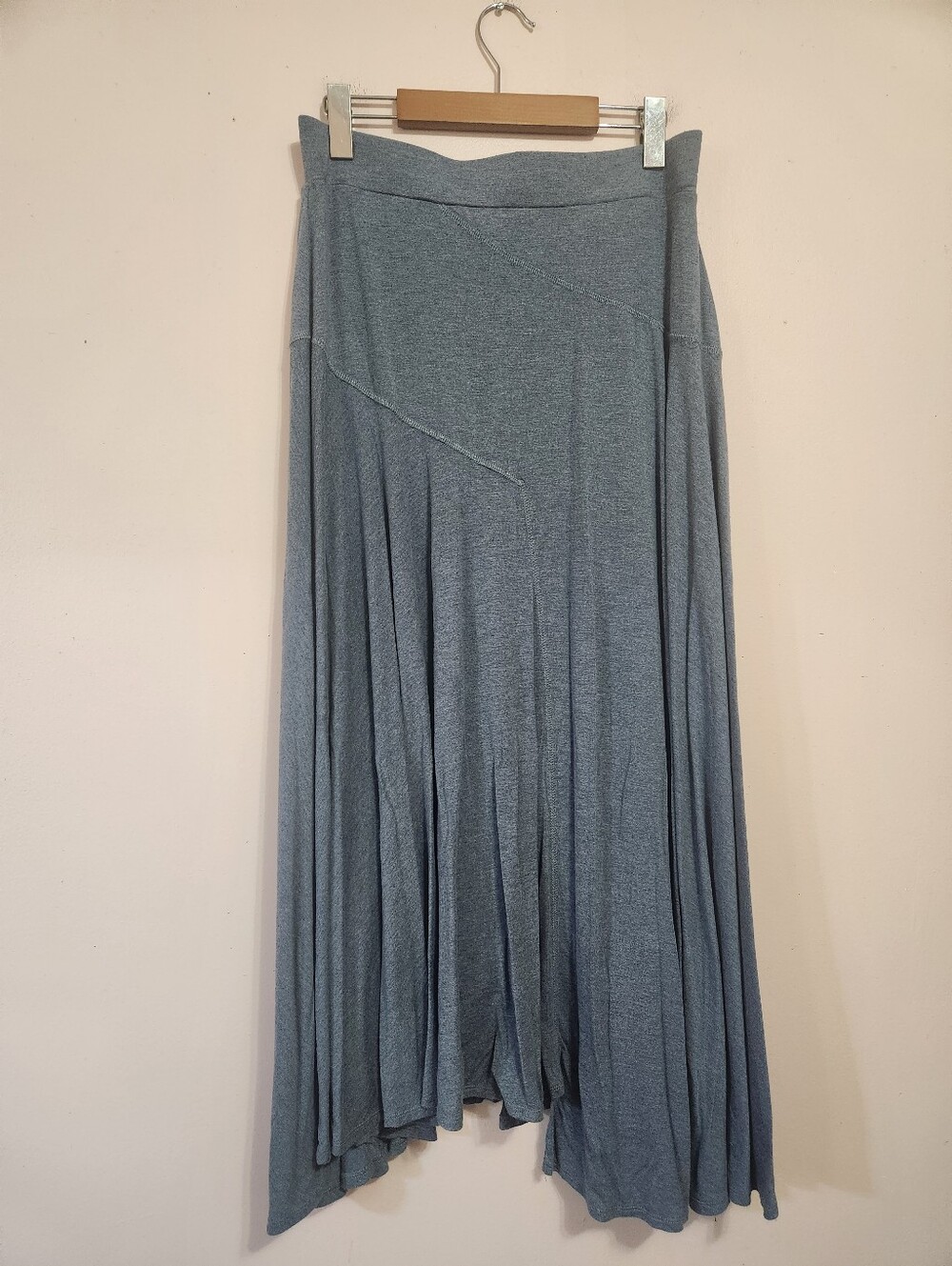Soft Surroundings Blue Asymmetrical Maxi Skirt Diagonal Seam Lagenlook Boho M